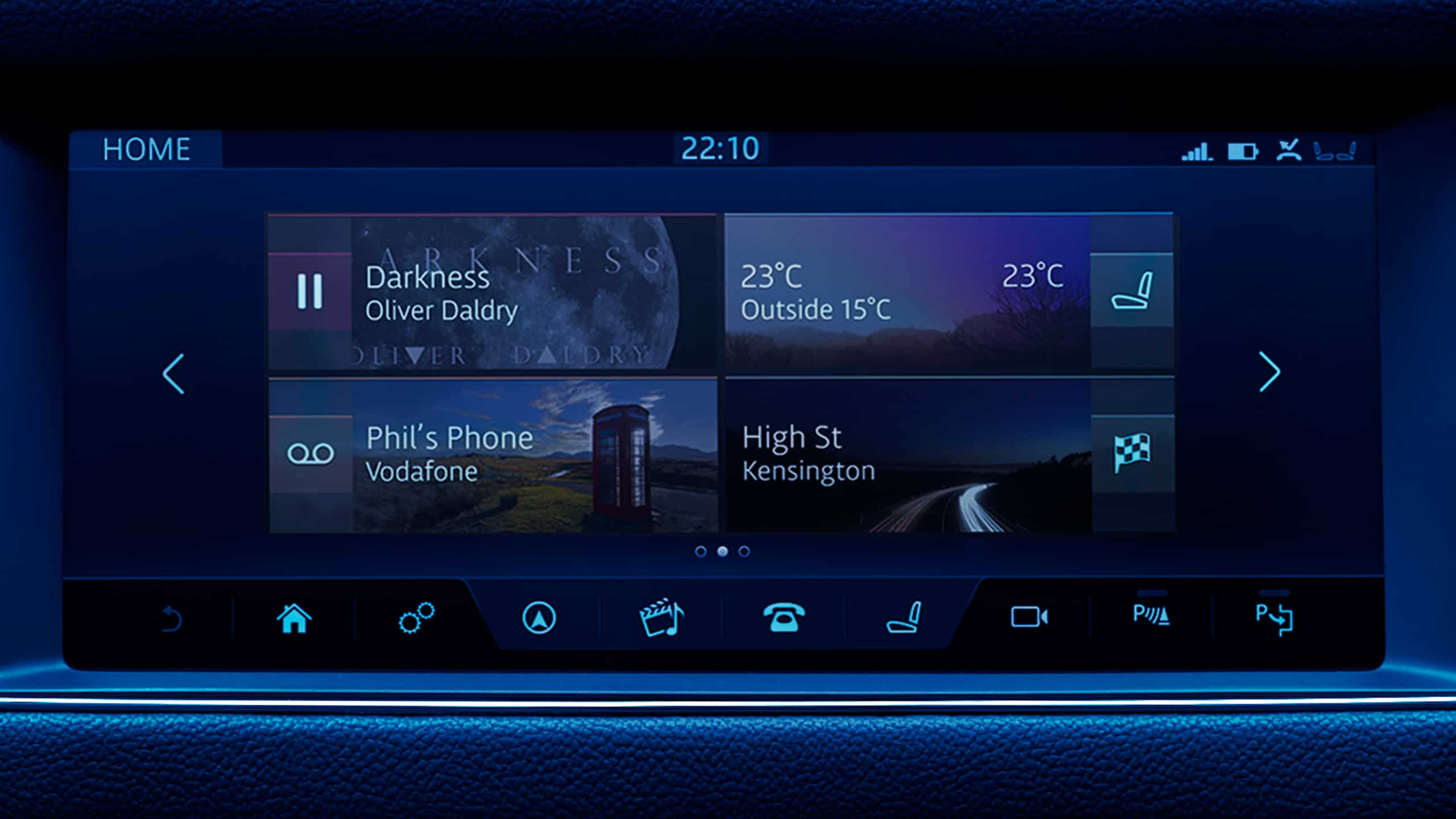 Infotainment touch screen display of Jaguar