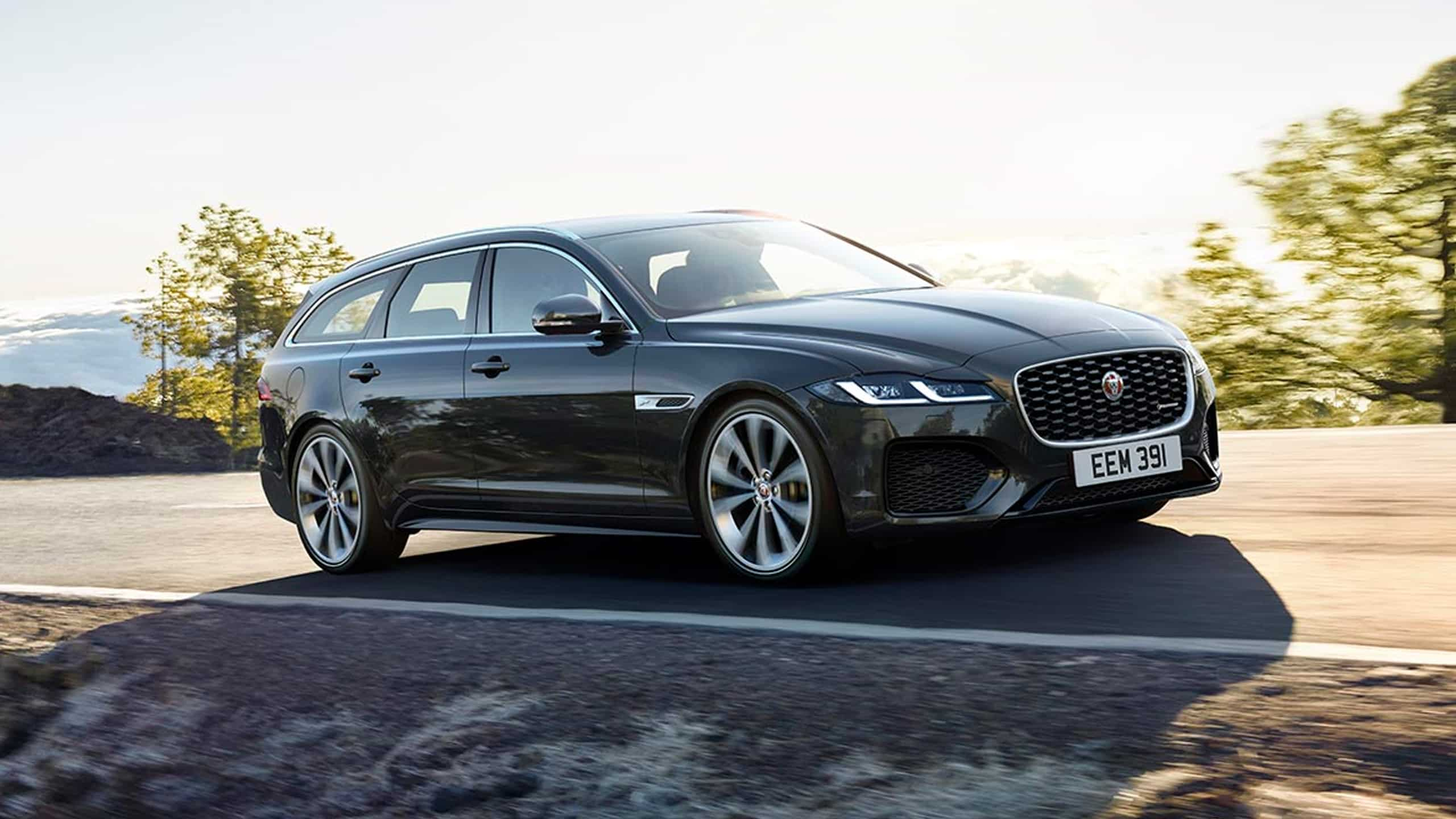 Jaguar XF driving onto the mounted road