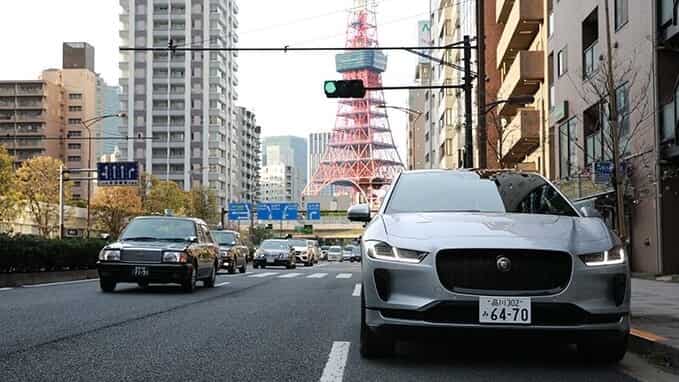 White Jaguar in city environment