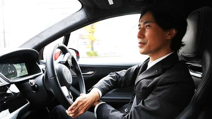 Tatsuya Shiozaki in a Jaguar I-Pace